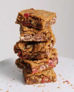 toasted walnut brown butter blondies stacked